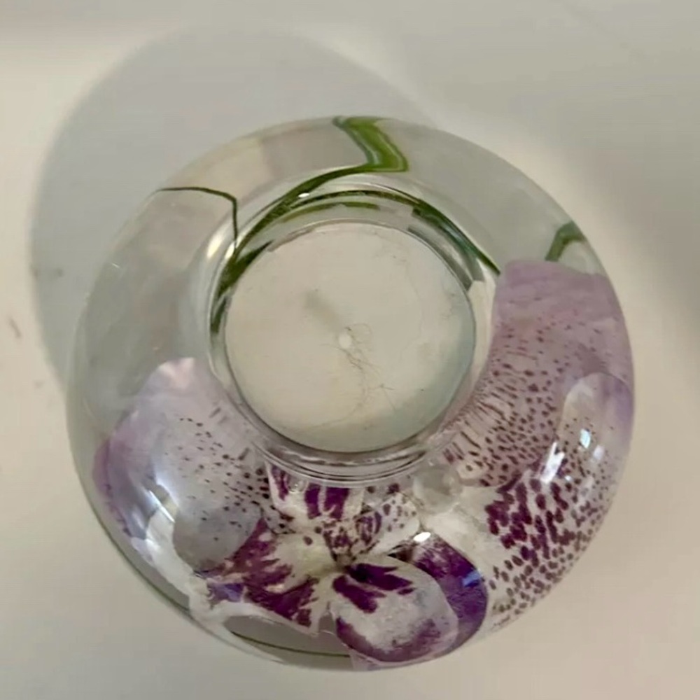 Emilio Robba Stunning Designer Orchid Flower Votive Candle Holder Purple Signed